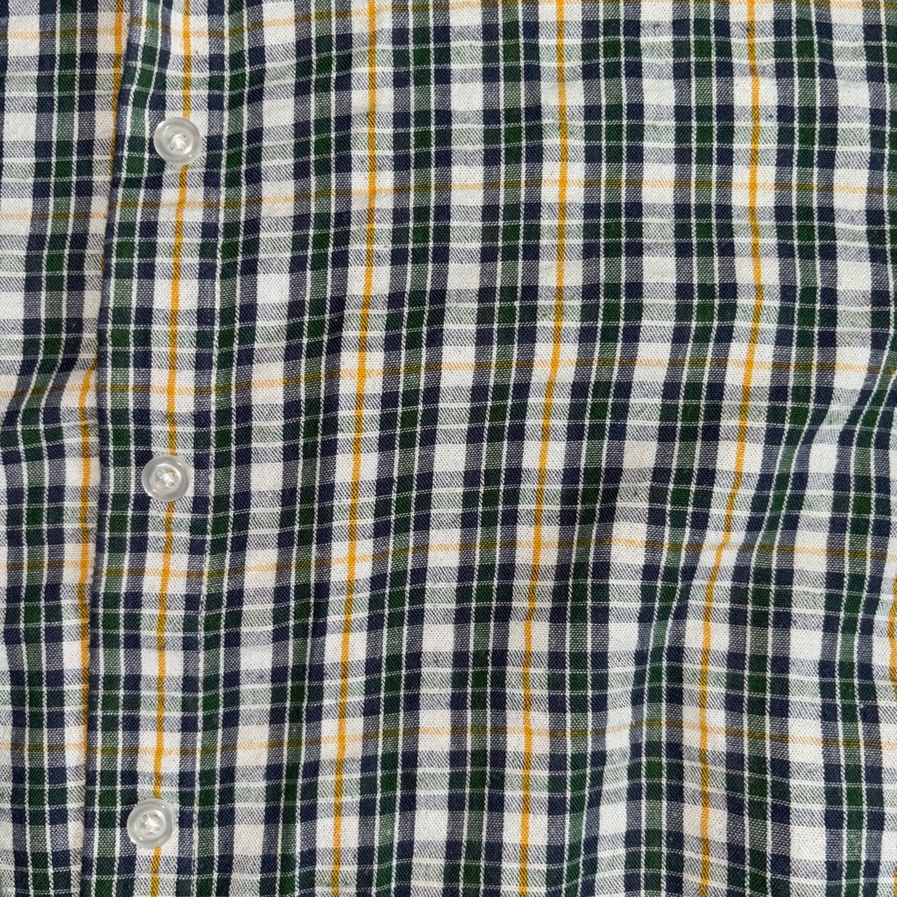 Twik Dark Green, Yellow, Dark Blue and White Plaid Button Down Shirt - Picture 3 of 3